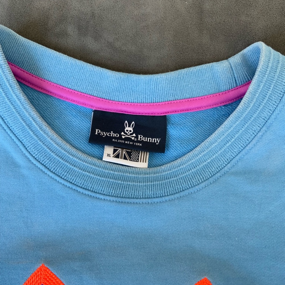 Psycho Bunny Light Blue Sweatshirt with Orange Logo - Picture 2 of 4
